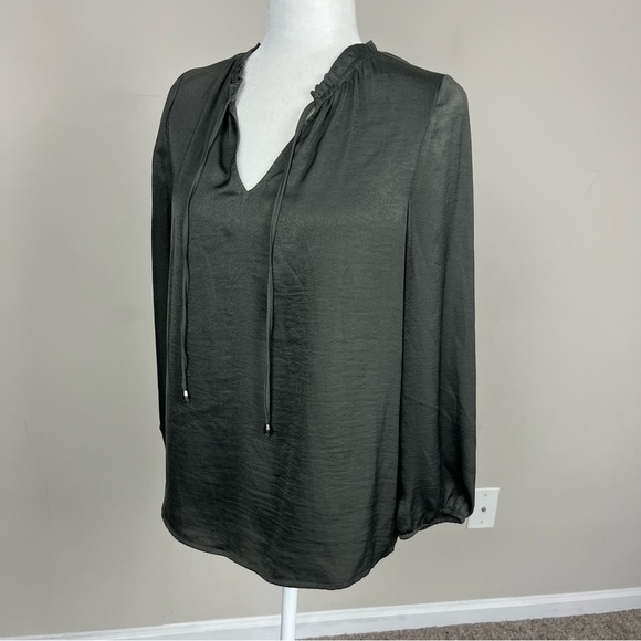 41 HAWTHORN LONG SLEEVE SILKY BLOUSE V-NECK SIZE SMALL CHARCOAL GREY - Picture 11 of 15